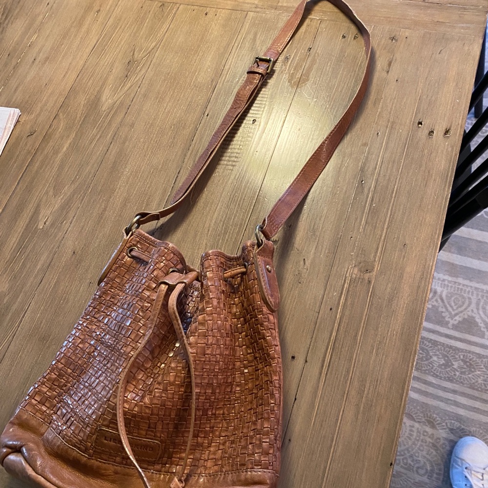 Liebeskind Woven Drawstring Crossbody Bag in Cognac Brown - Picture 9 of 14